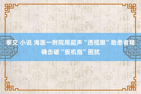 拳交 小说 海医一附院用超声“透视眼”助患者精确击破“扳机指”困扰