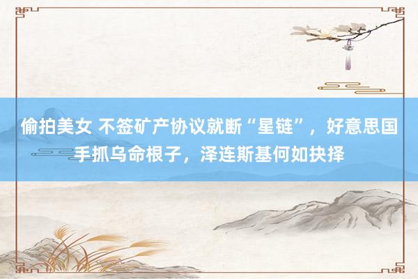 偷拍美女 不签矿产协议就断“星链”，好意思国手抓乌命根子，泽连斯基何如抉择