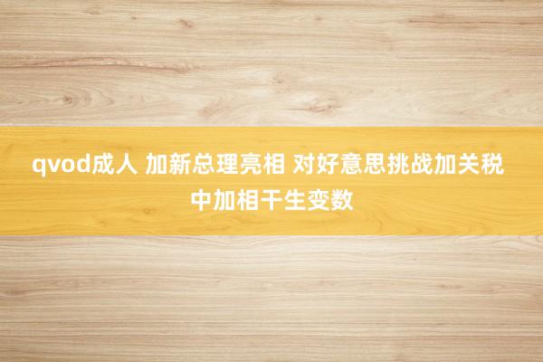 qvod成人 加新总理亮相 对好意思挑战加关税 中加相干生变数