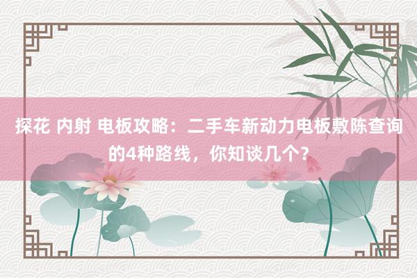探花 内射 电板攻略：二手车新动力电板敷陈查询的4种路线，你知谈几个？