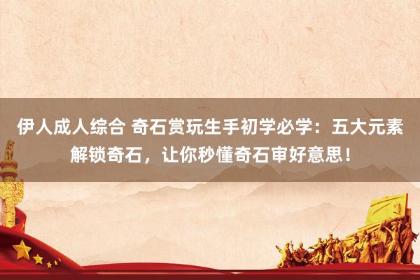 伊人成人综合 奇石赏玩生手初学必学：五大元素解锁奇石，让你秒懂奇石审好意思！